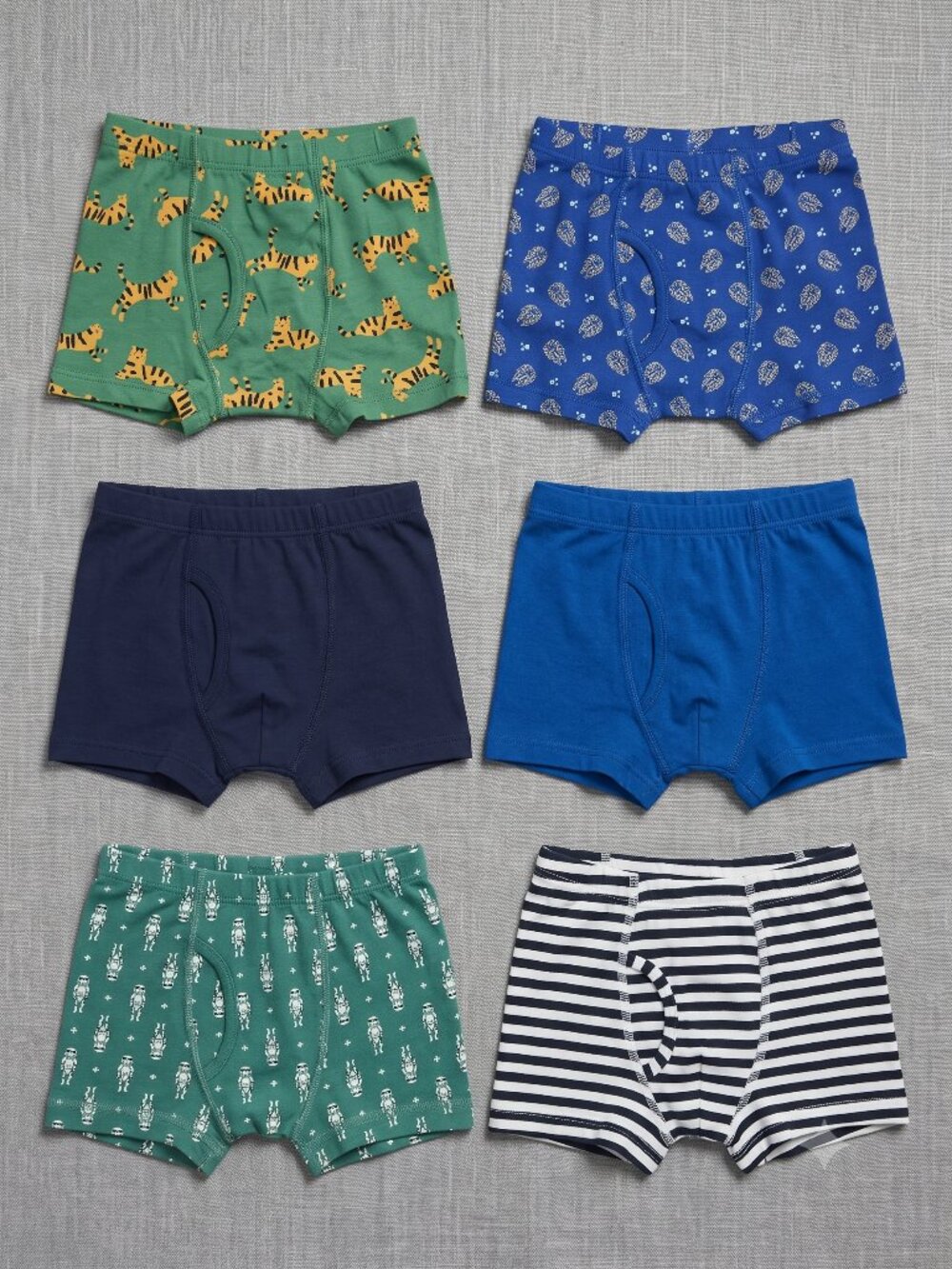 NWT 6PK Toddler Boy Trunks XS Tiger Stripe Robot Blue Underwear Potty Training